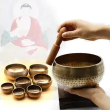 Горячая сплошной Буддизм ТИБЕТСКИЙ Поющая чаша для медитаций молотком Йога Медь чакра молотком