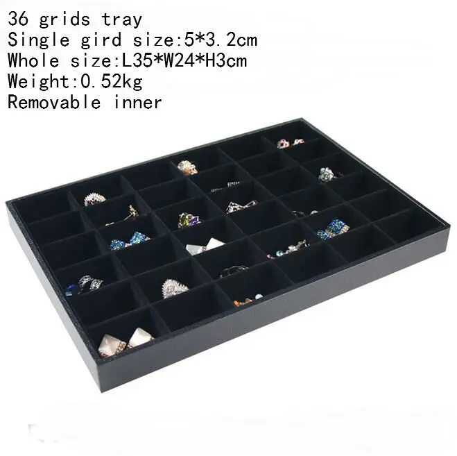 Hot Selling PU Frame Velvet Jewelry Organizer Jewellery Display Ring Box Necklace Earring Holder Various Models for Option