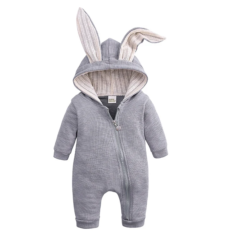 الوليد الطفل الفتيات الفتيان الملابس رومبير قميص قطني بكم طويل بذلة Playsuit الأرنب تتسابق واحد Piecer 3D الأذن الملابس