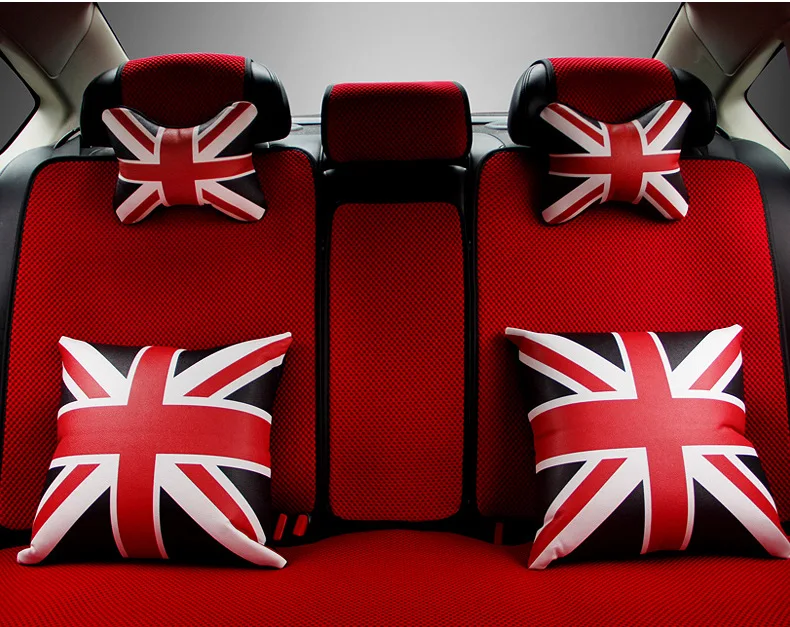 Подушка с британским флагом и британским принтом для поддержки автокресла из искусственной кожи, декоративные подушки для автокресел, аксессуары для салона автомобиля, черный и красный цвета