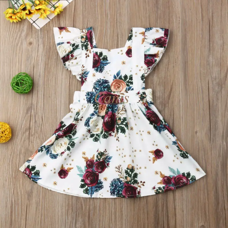 0-4 Years,SO-buts Toddler Kids Baby Girls Short Sleeve Floral Print Princess Dress Outfits Summer Fashion Casual Dresses Clothes