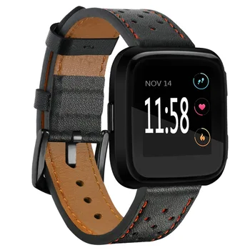 

XBERSTAR Genuine Leather Wrist band Strap Bracelet for Fitbit Versa Smart Watch Sport Straps Watchbands Wriststrap High Quality
