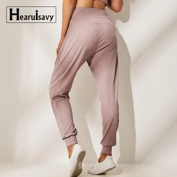 

Women Gym Cinch-Bottom Loose Yoga Pants High Waist Elastic Solid Dance Trousers Fitness Sports Pants Wide Leg ankle banded Pants