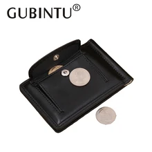 GUBINTU Leather Men Wallet Money Clips Stainless Steel Clamp Holder Cash Money Clip Small Zipper Coin Pocket Wallet for Man Gift