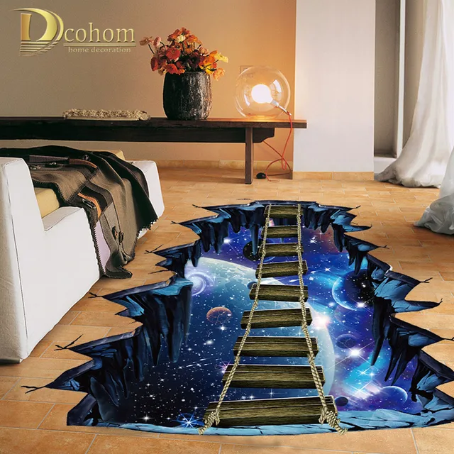 Abstract Cosmic Space 3D Floor Sticker Home Decor Kids ...