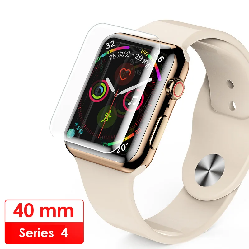 Akcoo для Apple Watch 4 защита экрана 6D стеклянная пленка для Apple Watch 42 38 40 44 мм УФ стекло для Apple Watch Series 2 1 3 4 - Цвет: for Apple watch 40mm