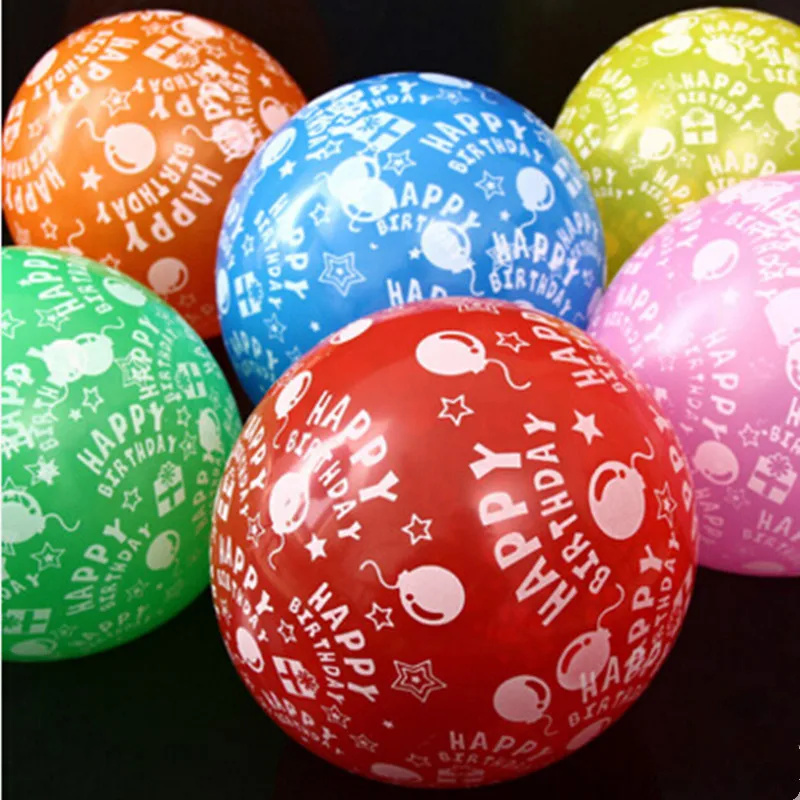 

5/10pcs 12inch Happy Birthday Print Latex Balloons for DIY Wedding Birthday Decoration Baby Shower Party Supplies Home Decor