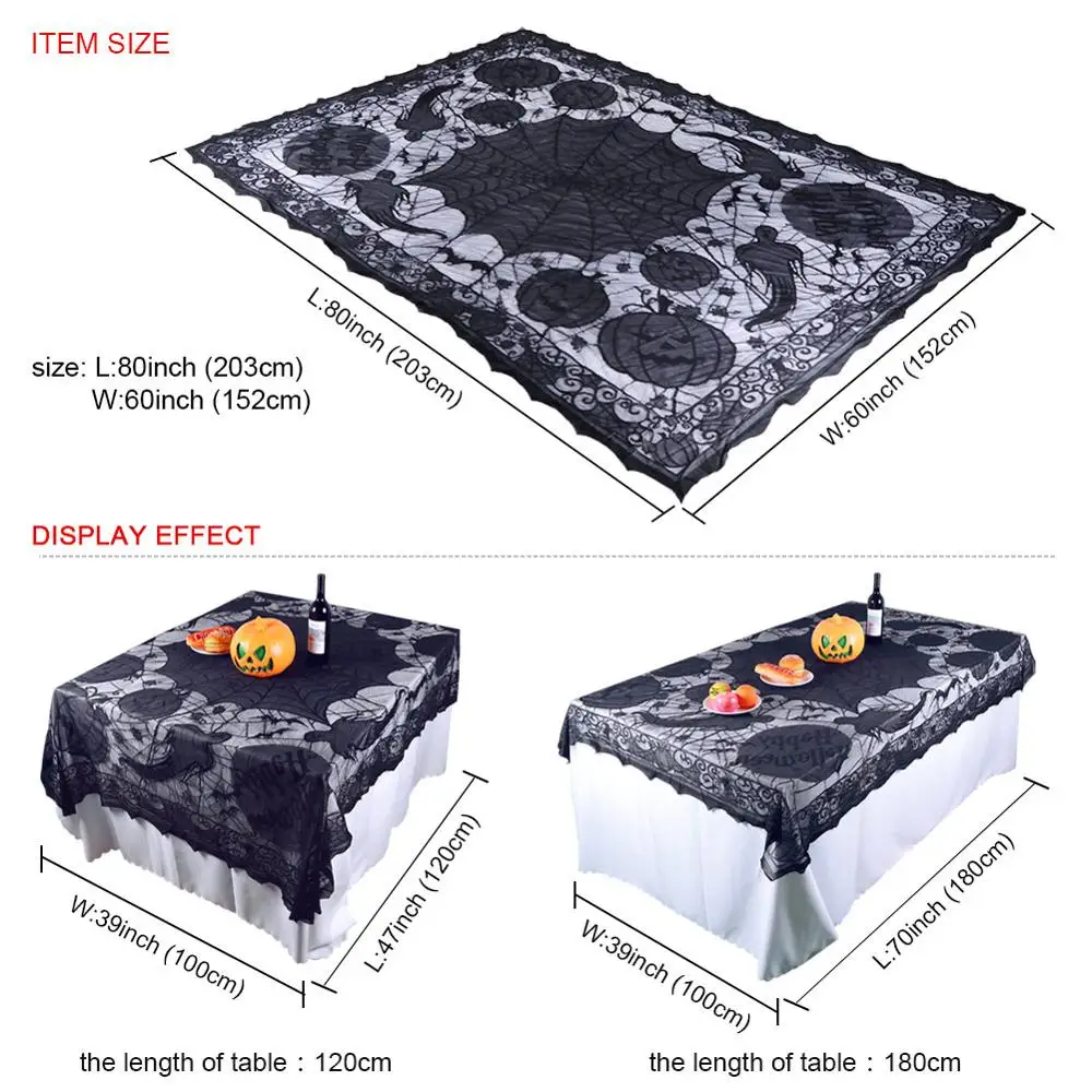 OurWarm Хэллоуин украшения кружева паутина скатерть камин каминный шарф черный стол бегуны события вечерние принадлежности - Цвет: 1