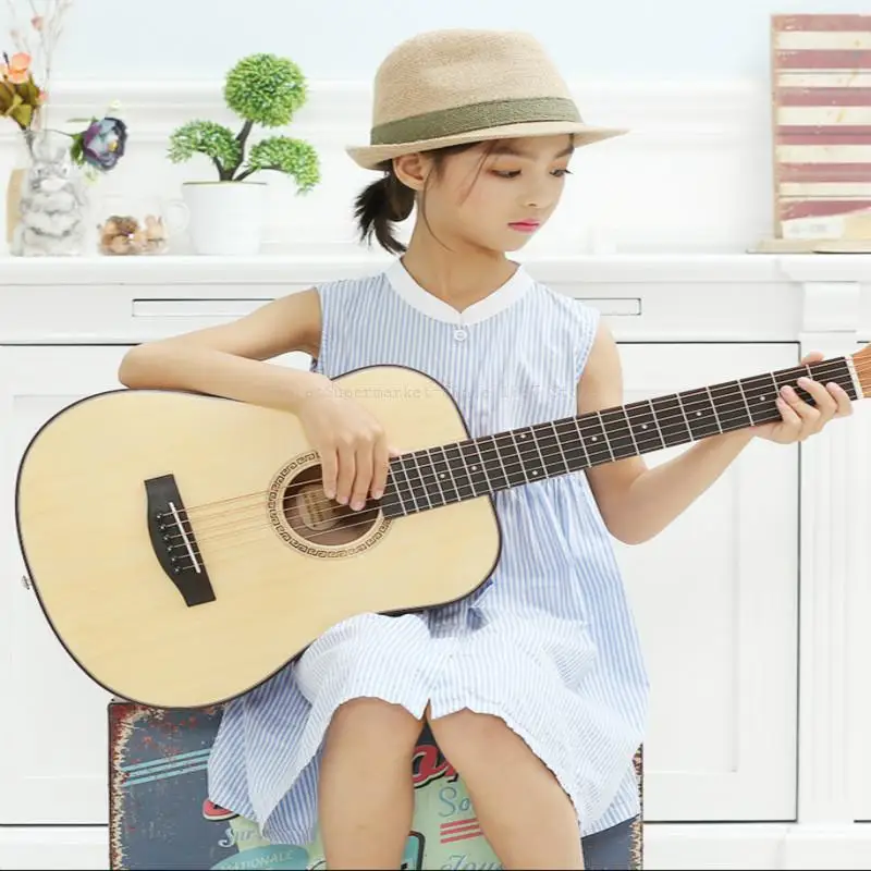 

34 inch single board travel guitar portable male and female students beginners novice introduction folk acoustic guitar