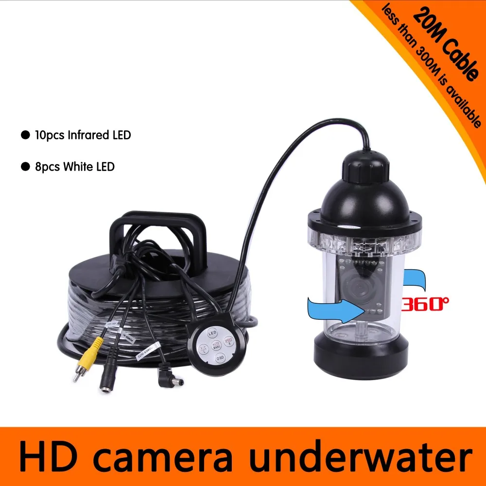 

20Meters Depth 360 Degree Rotative Underwater Camera with 18pcs of White or IR LED for Fish Finder & Diving Camera Application