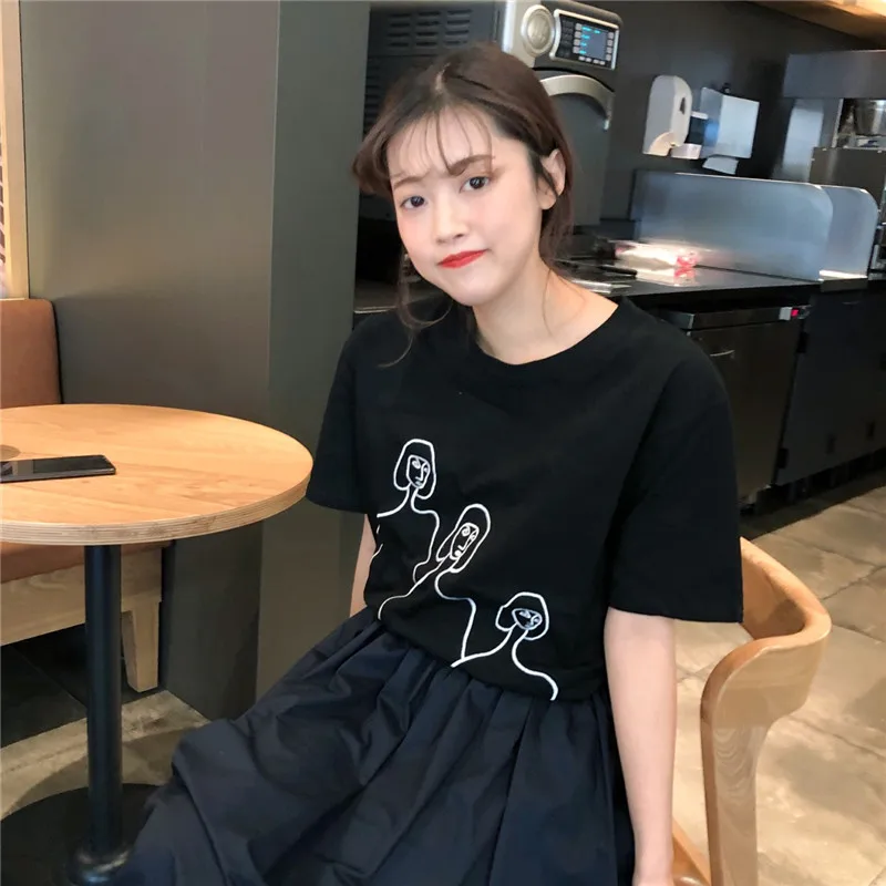 YouGeMan Spring Summer T-shirt Femme 2019 Korean Style Ulzzang Harajuku Bf Cartoon Lovely Short Sleeve T-shirts For Women Tees YouGeMan Spring Summer T-shirt Femme 2019 Korean Style Ulzzang Harajuku Bf Cartoon Lovely Short Sleeve T-shirts For Women Tees