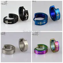 48 пар смешанных цветов крест из нержавеющей стали серьги гвоздики модные религиозные украшения оптом