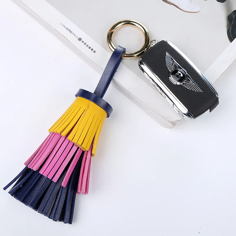Cuero borla llavero mujeres llavero encantos del bolso colgante del bolso del coche llavero accesorios Boho llavero Trinket llaveros Cuero borla llavero mujeres llavero encantos del bolso colgante del bolso del coche llavero accesorios Boho llavero Trinket llaveros