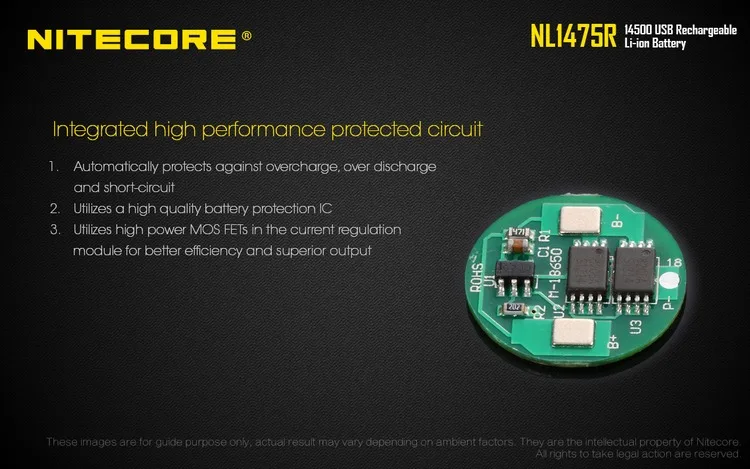 TOPSALE NITECORE NL1475R 750mAh14500 Высокая Производительность микро-USB литий-ионная аккумуляторная батарея 2.7Wh Кнопка Верхняя защищенная батарея