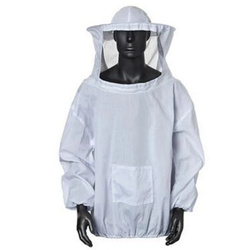 

1pc 2XL Anti Bee Suit Beekeeping Protective Costume Jacket Coat W/ Hood White