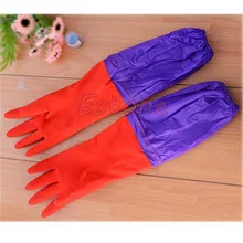 Household Kitchen Wash Dishes Cleaning Waterproof Long Sleeve Rubber Latex Glove good quality
