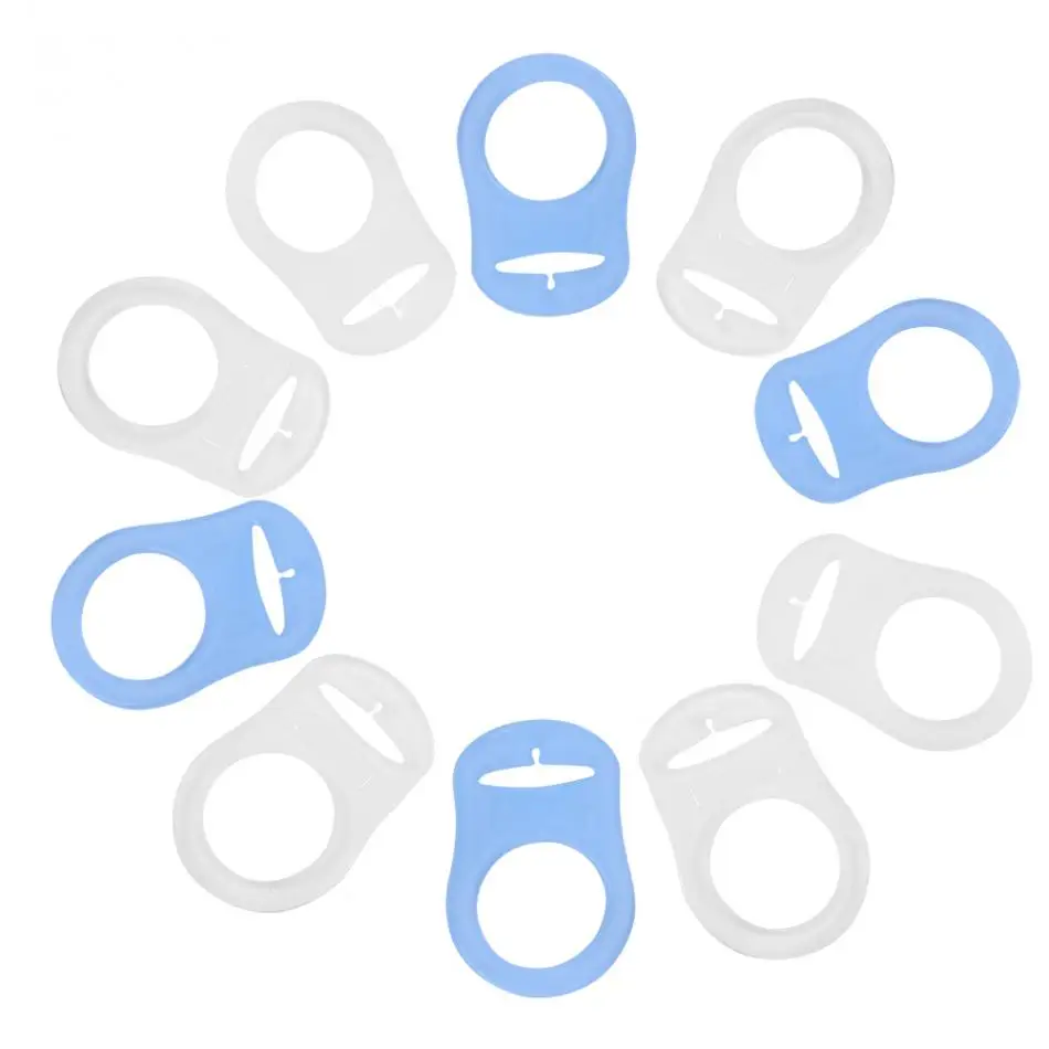 

10Pcs New Baby Pacifier Multi Colors Silicone Button Clear Baby Dummy Pacifier Holder Clip Adapter For Rings Pacifier Clips