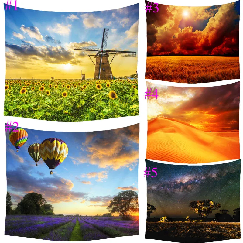 

Changing Sky Desert Sunflowers Romantic Scenery Pattern Polyester Tapestry Wall Hanging Gobelin Bedroom Home Decor