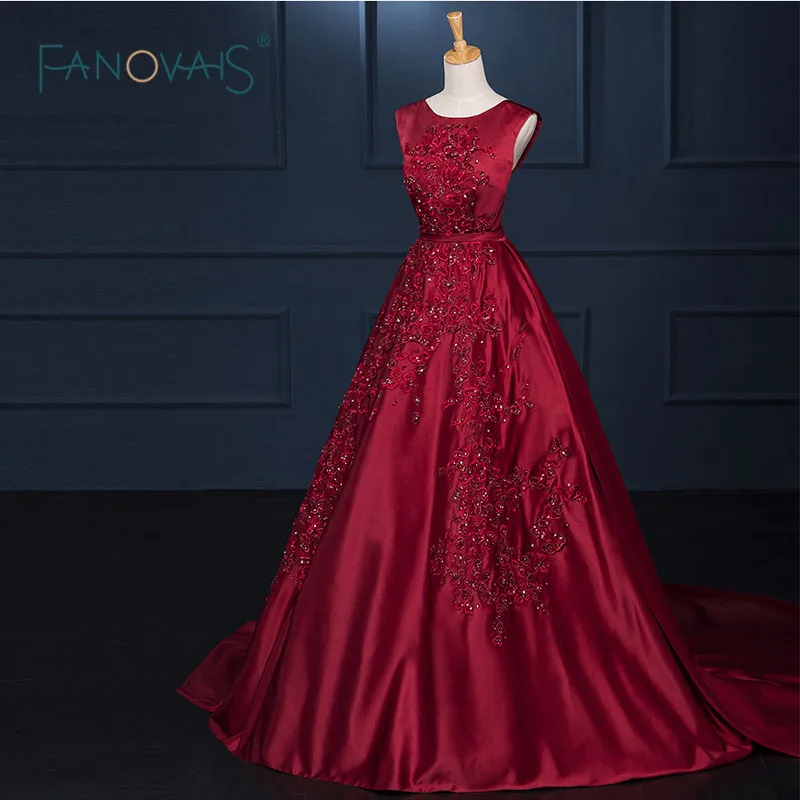 

Real Sample Sleeveless Red Long Chapel Train Special Occasion Elegant Long Evening Dresses Plus Size abendkleider 2019 ASAE11