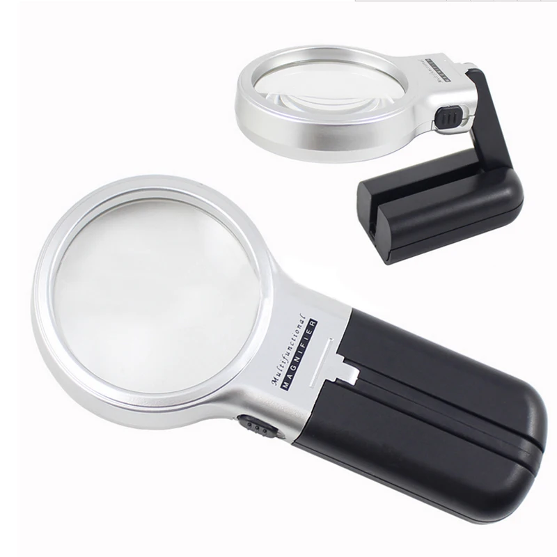 5X Desktop Handheld Reading Magnifier With LED Lights Folding