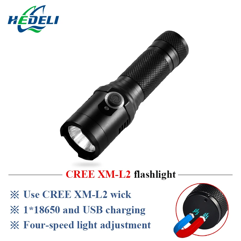 

6000 lumen portable led flashlight magnet charging usb flashlight zaklamp tactical flashlight xm-l2 18650camping hunting latarka