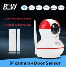 Wifi Cámara de Seguridad de Alarma + Sensor de Puerta Ventana antirrobo Home Video Vigilancia PTZ P2P Cámara Wifi BW12R