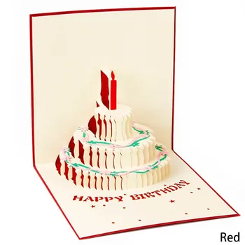 

3D Fashion Up Handcrafted Origami Birthday Cake Candle Design Greeting Card Envelope Invitation Card Kirigami 15*15cm