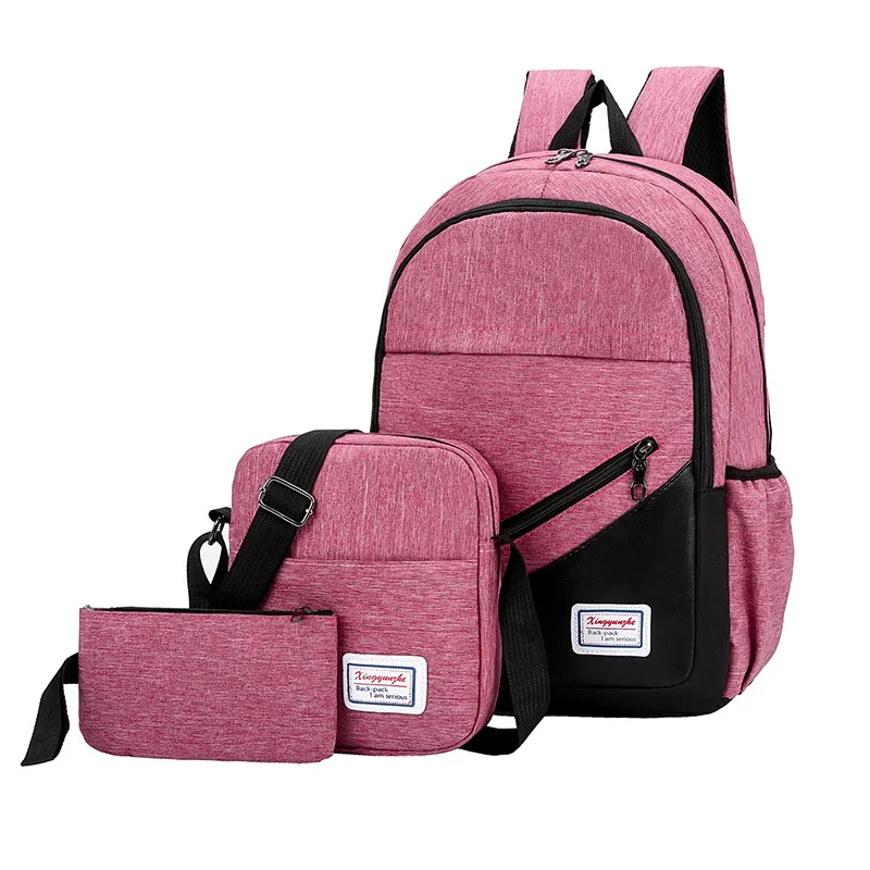 Litthing, новинка, 3 шт./набор, Противоугонный рюкзак для мужчин и женщин, повседневный рюкзак для путешествий, рюкзак для ноутбука, школьные сумки, Sac A Dos Homme Zaino - Цвет: Розовый