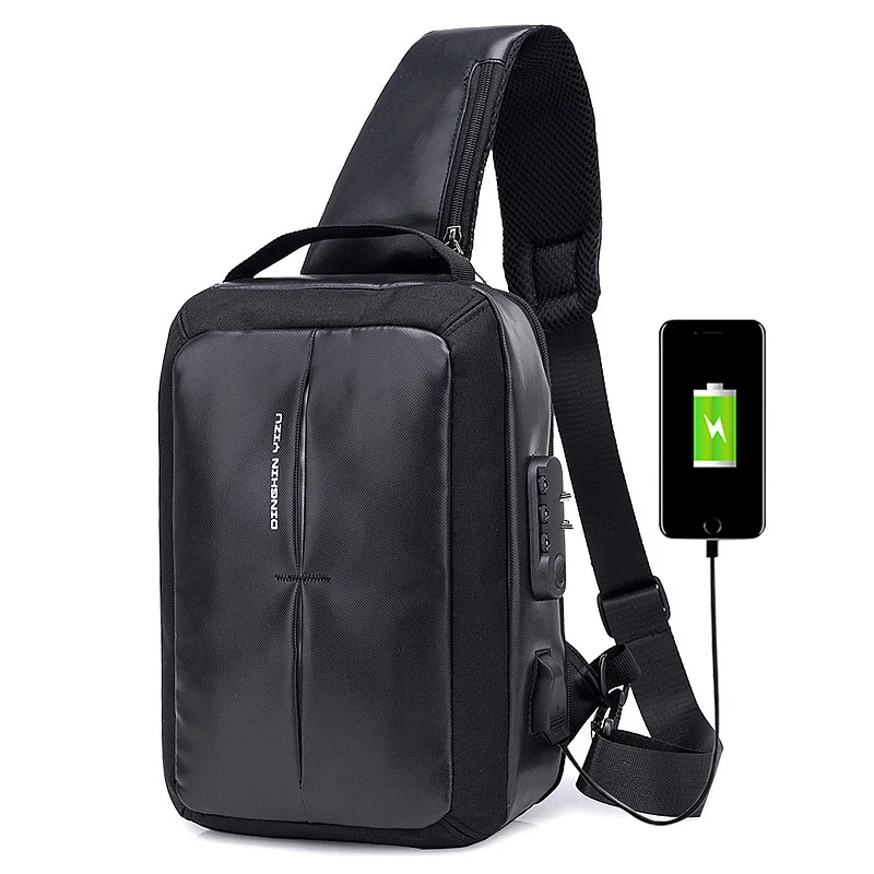 Men Crossbody Business Shoulder Bags Anti Theft USB Charging Short Trip ...