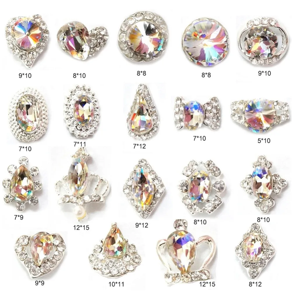 

10pcs Crystal Strass Decorative Nail Art Rhinestones Alloy 3D Decorations Glitter Nail Jewelry Manicure Accessories Tool #276321