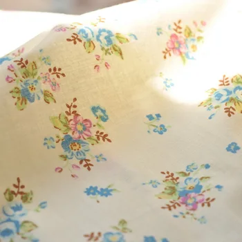 

Foreign Trade Rice Bottom Blue Floral Cotton Cloth Scarf Shirt Tablecloth Curtain Soft and Delicate Fabric