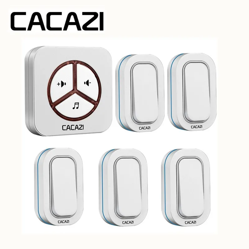 

CACAZI Smart Wireless Waterproof Doorbell Battery Button 280M Remote Home Calling bell EU US Plug 48 Chime 6 Volume AC Receiver