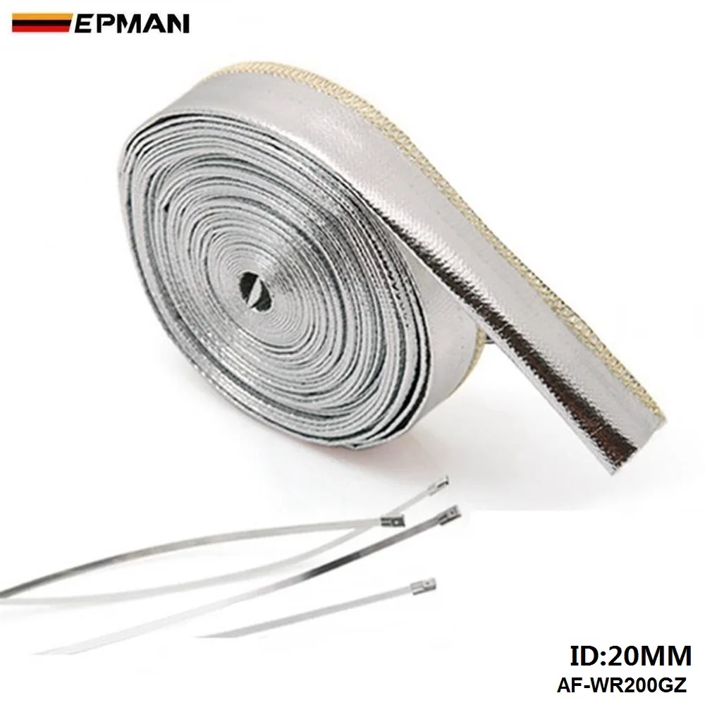 

AUTOFAB - EPMAN Aluminized Metallic Heat Shield Sleeve Insulated Wire Hose Cover Wrap 20mm*10 meter EP-WR200GZ