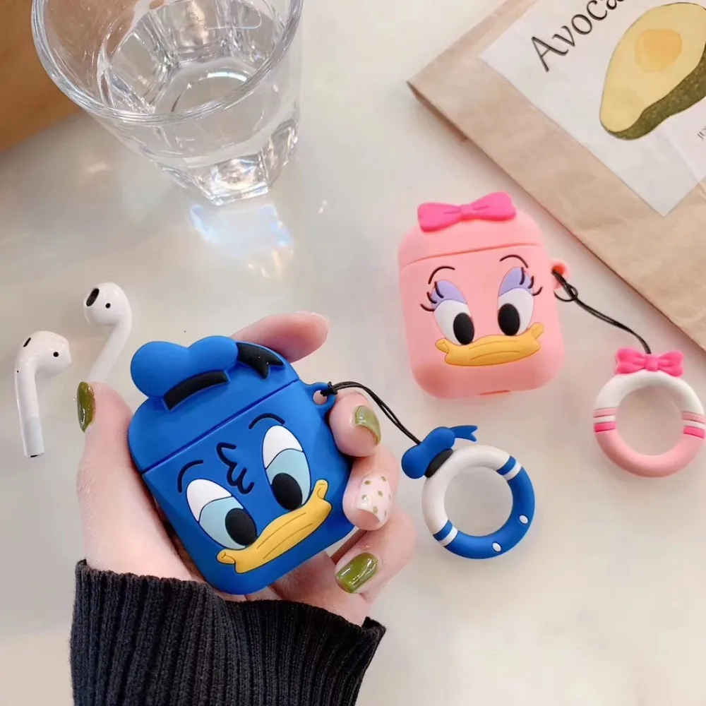 

Luxury Silicone Bluetooth Headset Wireless Earphone Cute 3D Cartoon Mickey Minnie stitch strap case For Apple Airpods box bag