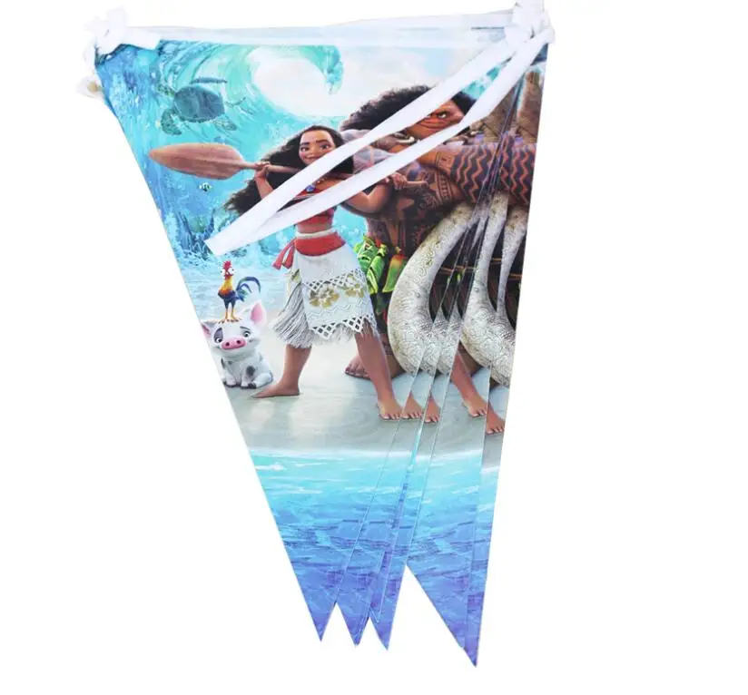 

10pcs/lot Moana Banner And Flag Cartoon Theme Party For Kids/Boys Happy Birthday Decoration Theme Party Supply