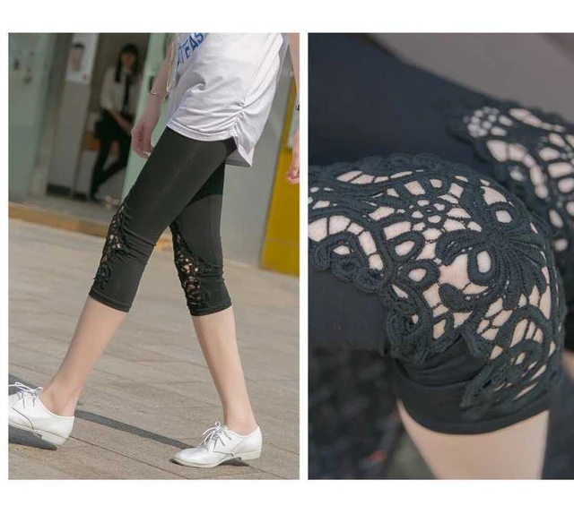 Fashion Sexy Ladies 3 Quarter Black Leggings