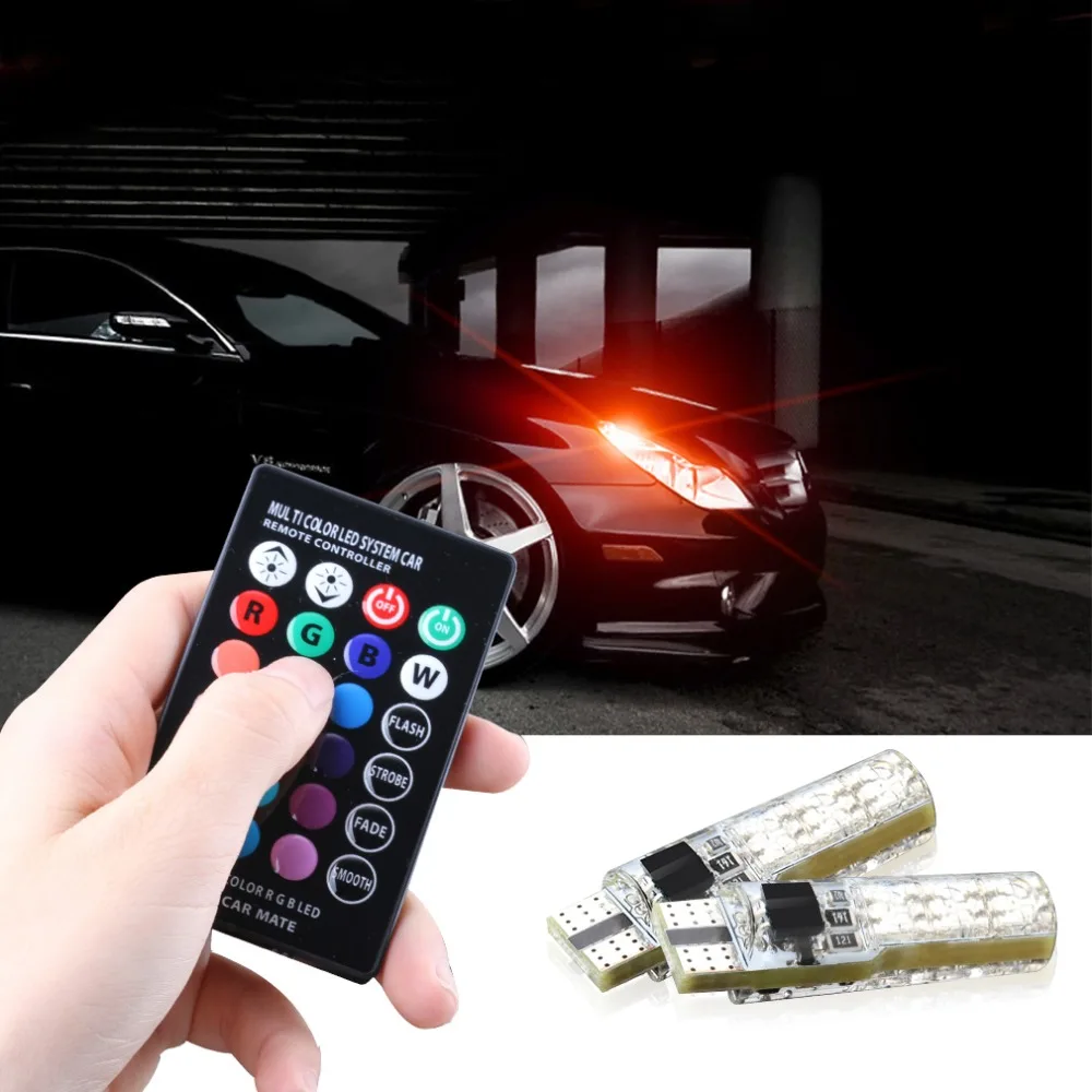 T10 W5W Led Bulb 194 168 6SMD 5050 RGB Multi Color Wedge strobe Light