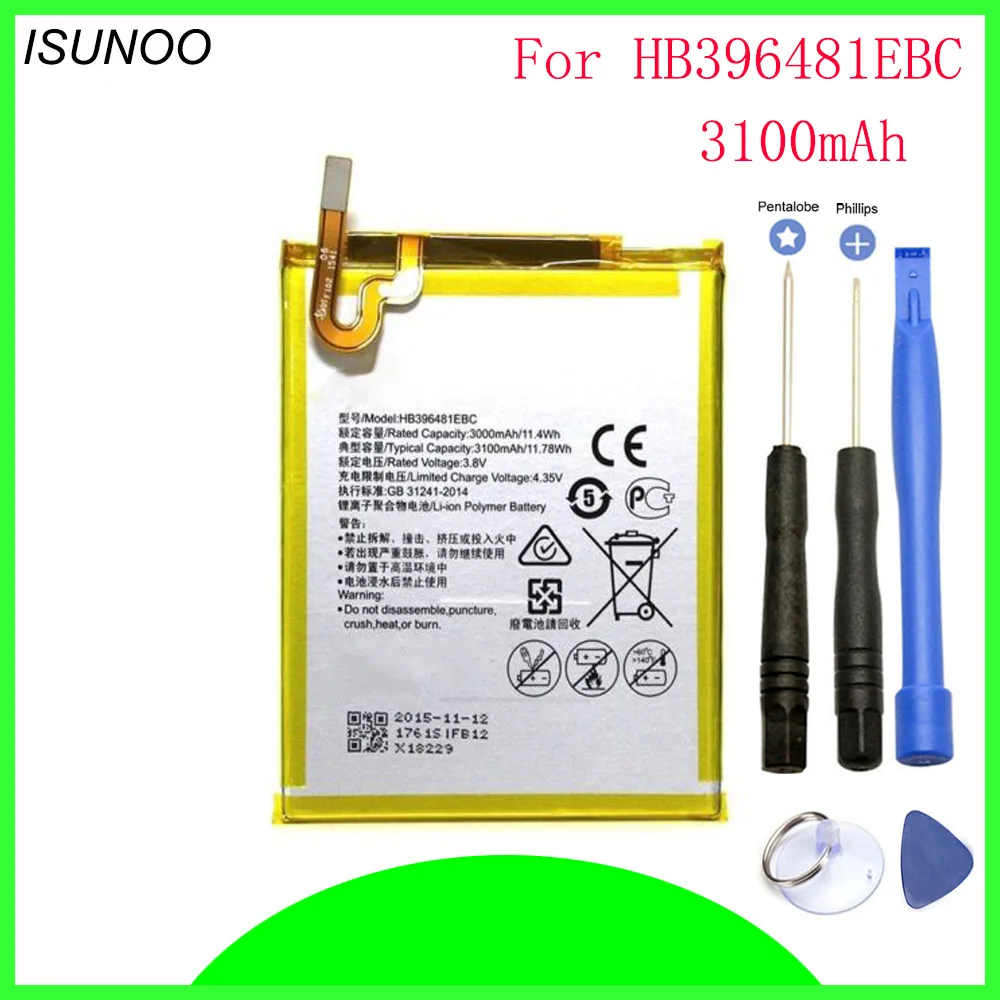 ISUNOO HB396481EBC реальная емкость 3000/3100 мАч батарея для Huawei Honor 5A 5X Y6 II Y6II G7 PLUS G8 G8X с