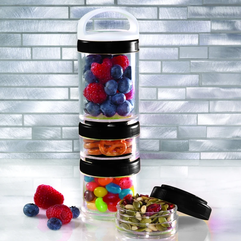 Stackable Storage Containers Set of 4, Stack the perfect snack! Smart