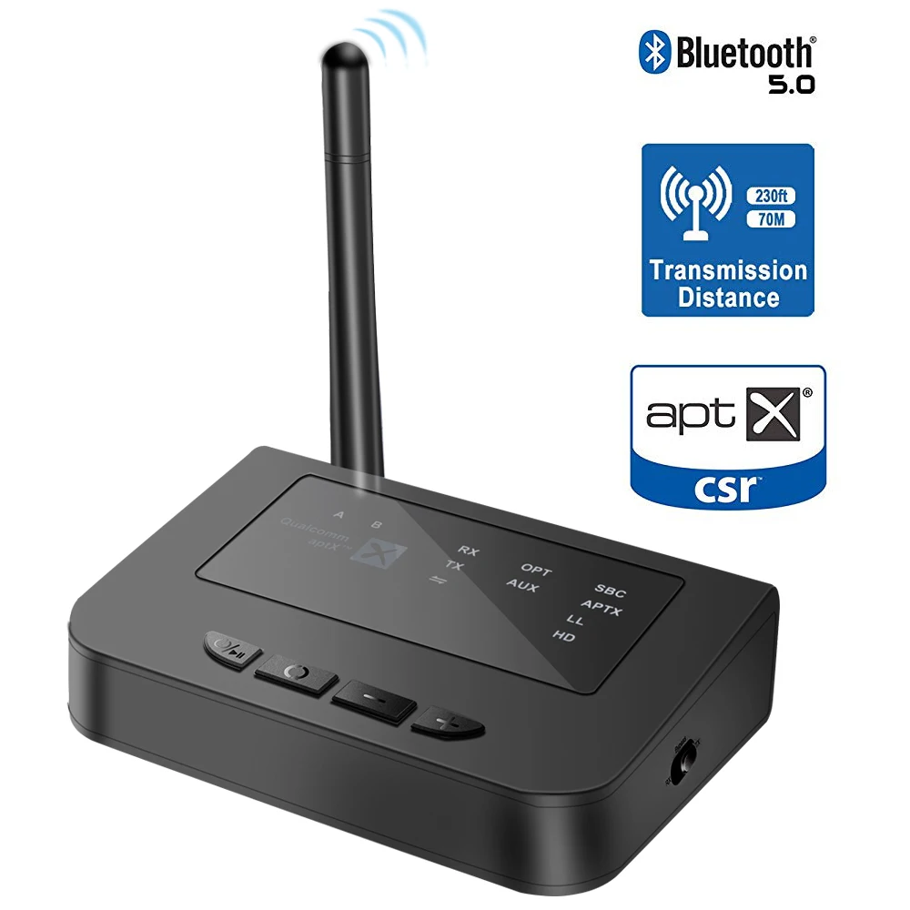 

Bluetooth 5.0 Dual Link Transmitter Receiver 3 In 1 Wireless Audio Adapter aptX HD & APX AUX For TV Home Stereo Headset Speaker
