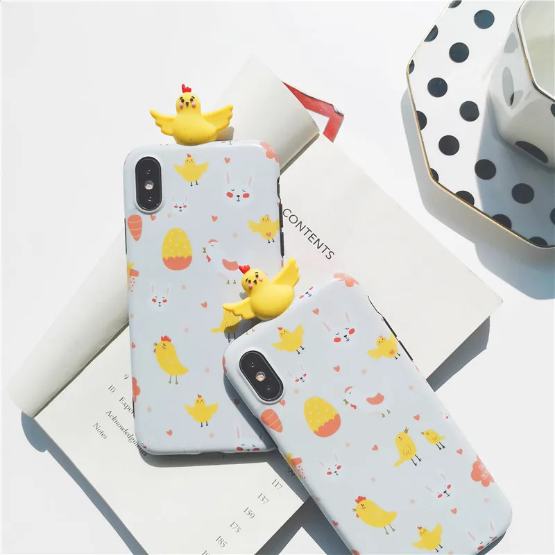 

Funny chicken Soft TPU Toy Cover For iPhone 6 6S 7 8 Plus X XR XS Max Cute chicken Phone Case Soft IMD Toys Cover