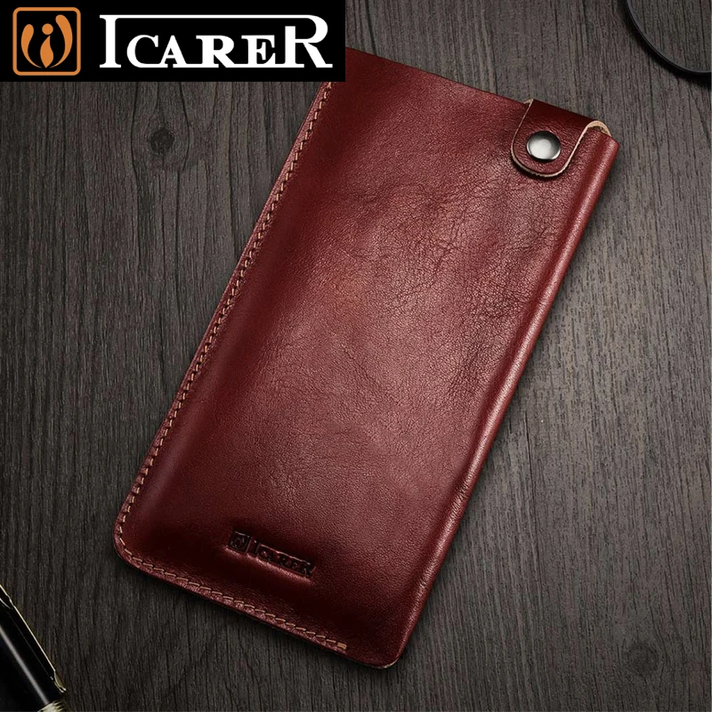 

Mi 8 SE Phone Bag Original iCarer Luxury Vintage Genuine Leather Phone Pouch Bag Phone Case For Xiaomi Mi5X 6X Mi A1 Redmi 4X 4A