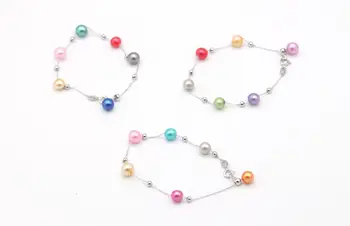 

Wholesale price 925 Sterling Silver Bracelets with 6 AAA grade Round Pearls Colored Round Pearls N80