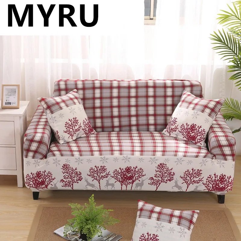 Classic Plaid Sofa Slipcovers Tight Wrap All-inclusive Slip-resistant Elastic Cubre Sofa Towel Corner Sofa Cover Couch Cover