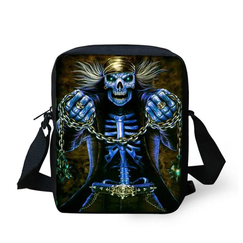 THIKIN черная маленькая сумка-мессенджер с черепом для мужчин, крутая мужская сумка через плечо с принтом черепа, детская мини-сумка на плечо для мальчиков, Подростковая сумка через плечо - Цвет: as picture