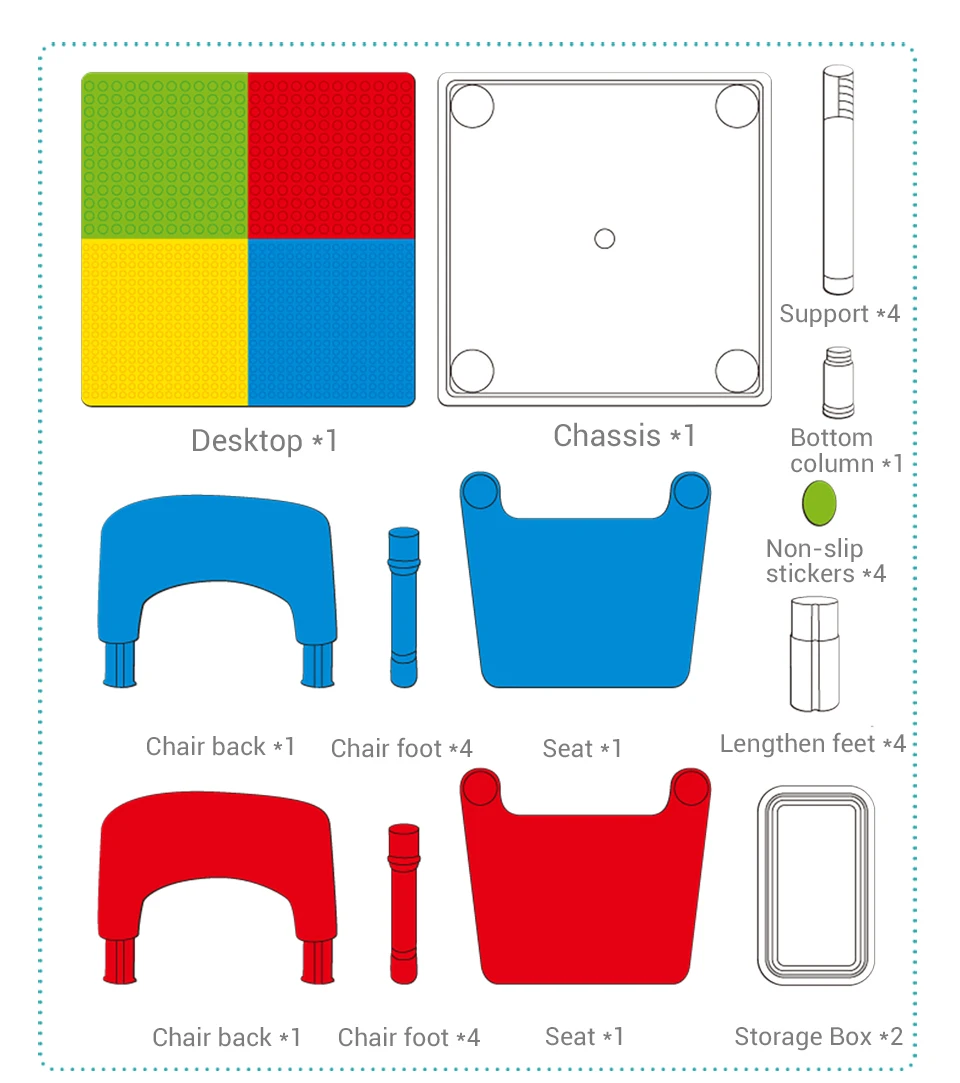 Многофункциональные строительные блоки, стол с 2 стульями, 200 шт, блоки, учебный стол для строительных блоков, стол для хранения для От 1 до 8 лет и детей