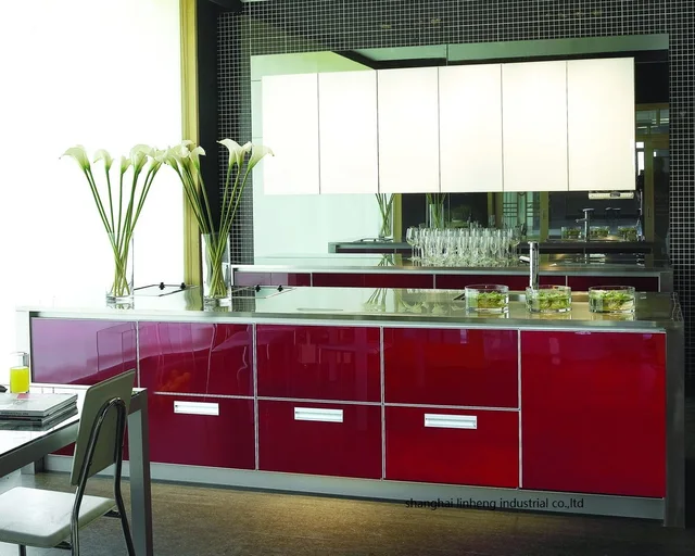 Best Quality High gloss/lacquer kitchen cabinet mordern(LH-LA074)