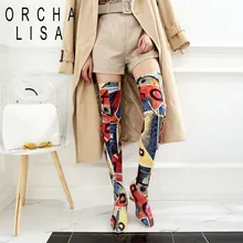 ORCHA LISA/женские осенне-зимние сапоги до бедра женские ботфорты на высоком каблуке Женская обувь, большие размеры 43, B749