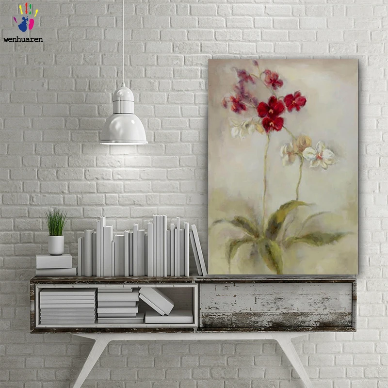 

DIY colorings pictures by numbers with colors Red and white flowers picture drawing painting by numbers framed Home