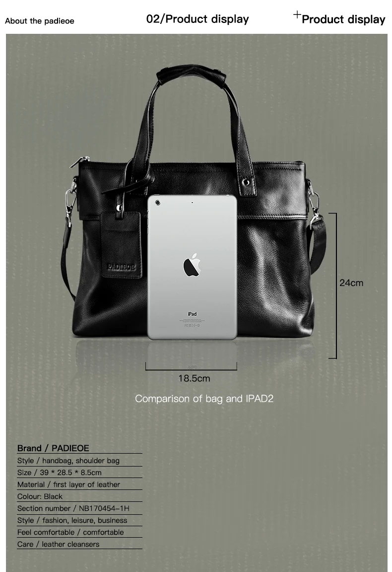 2017 Мужская сумка Padieoe дизайн мужской портфель из натуральной кожи 14 "Сумка для ноутбука сумка роскошная сумка на плечо для мужской сумки